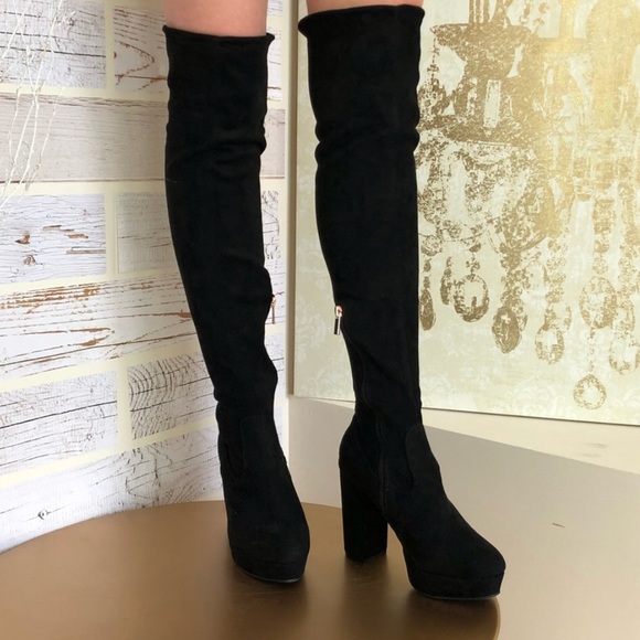 Boutique Shoes - NEW Vegan Suede Platform Thigh High Boots